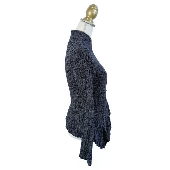 Anthropologie Knitted & Knotted Asymmetrical Ruffle Ribbed Marled Sweater - XS - Picture 3 of 9